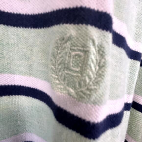 Chaps XL POLO Men's Shirt Green stripe Made in India Easy Care short sleeve - Picture 5 of 8